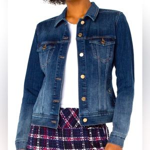 LIVERPOOL classic jean  jacket womens small button up deep blue chic cover up
